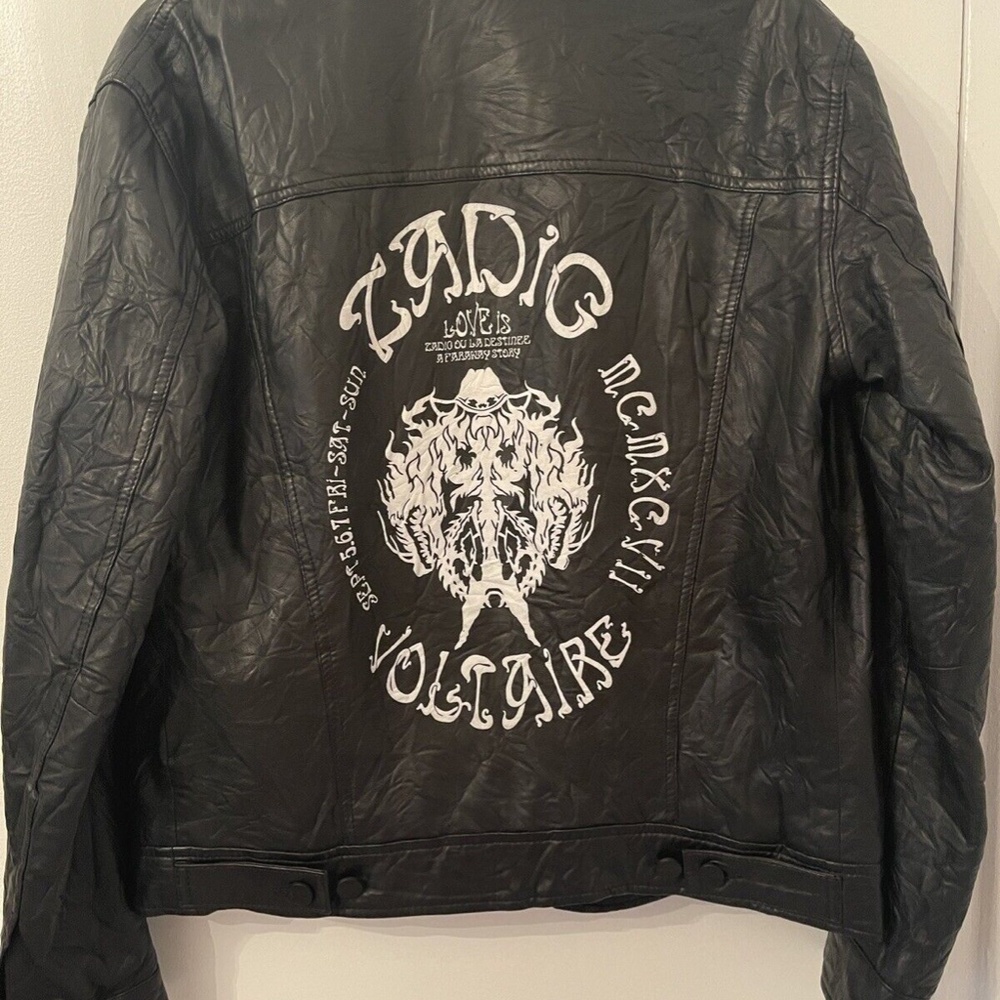 Zadig Voltaire Black Lamb Leather Jacket Small NWOT Crest Biker Womens